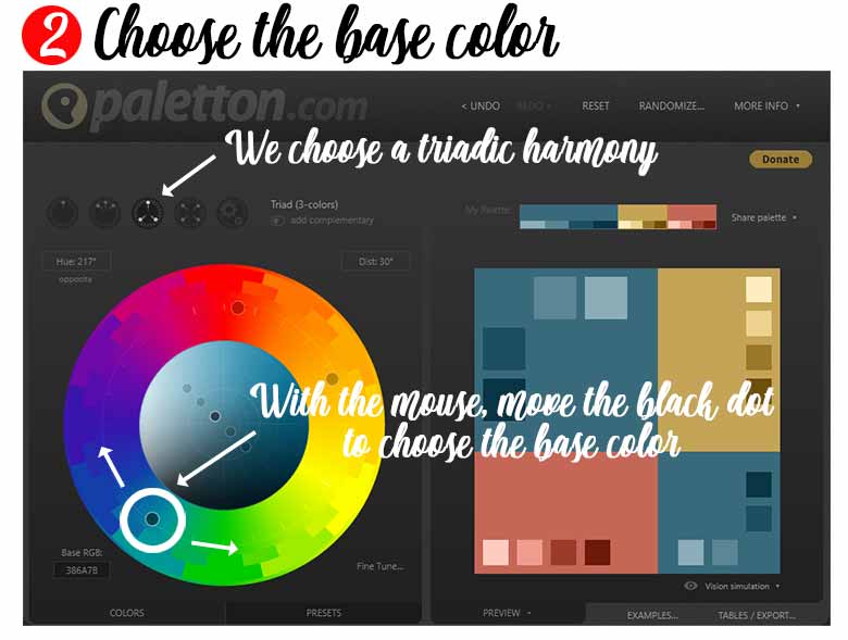 Paletton choice of the base color